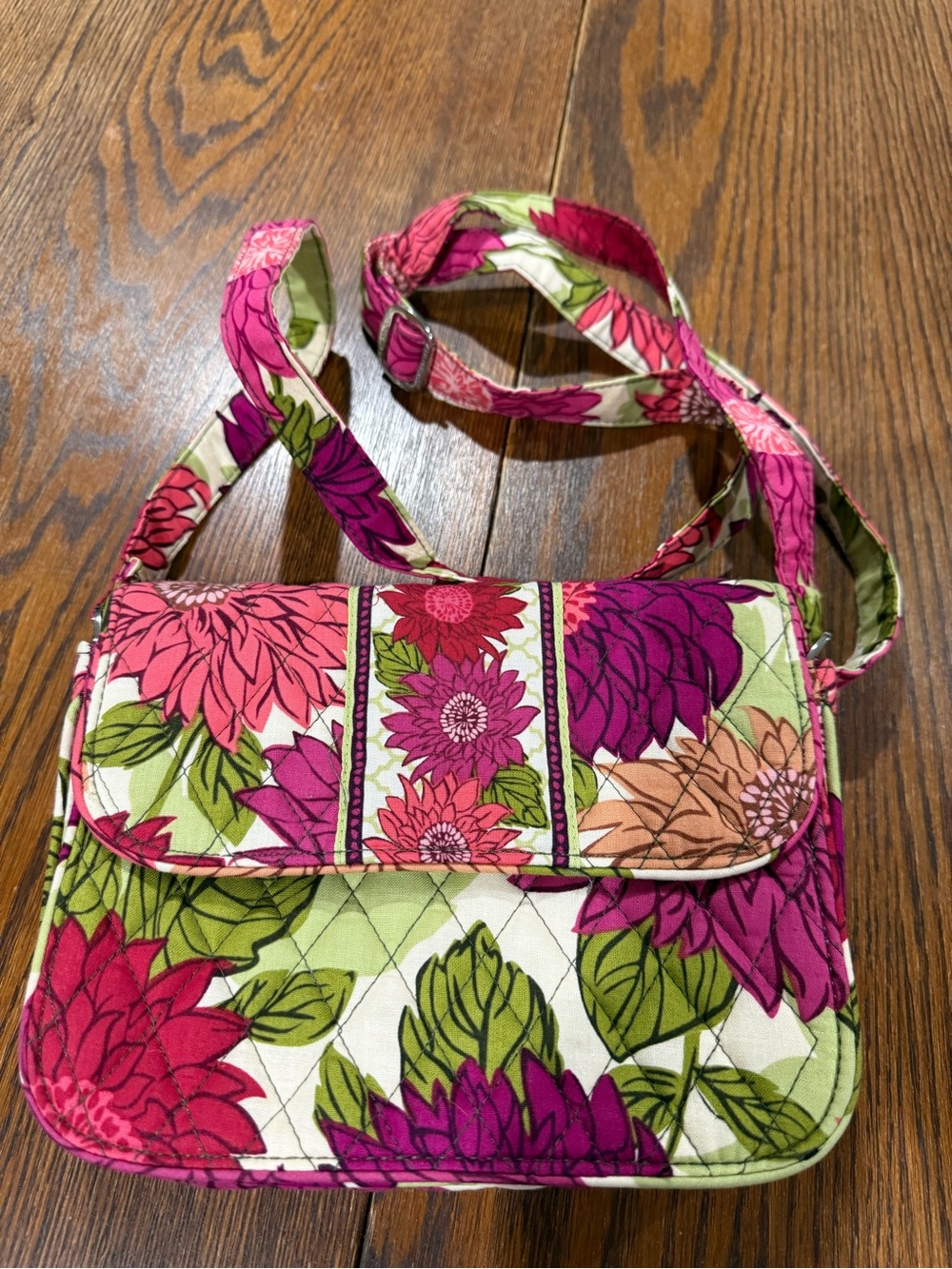 Vera Bradley Quilted Floral Crossbody - Pink & Green